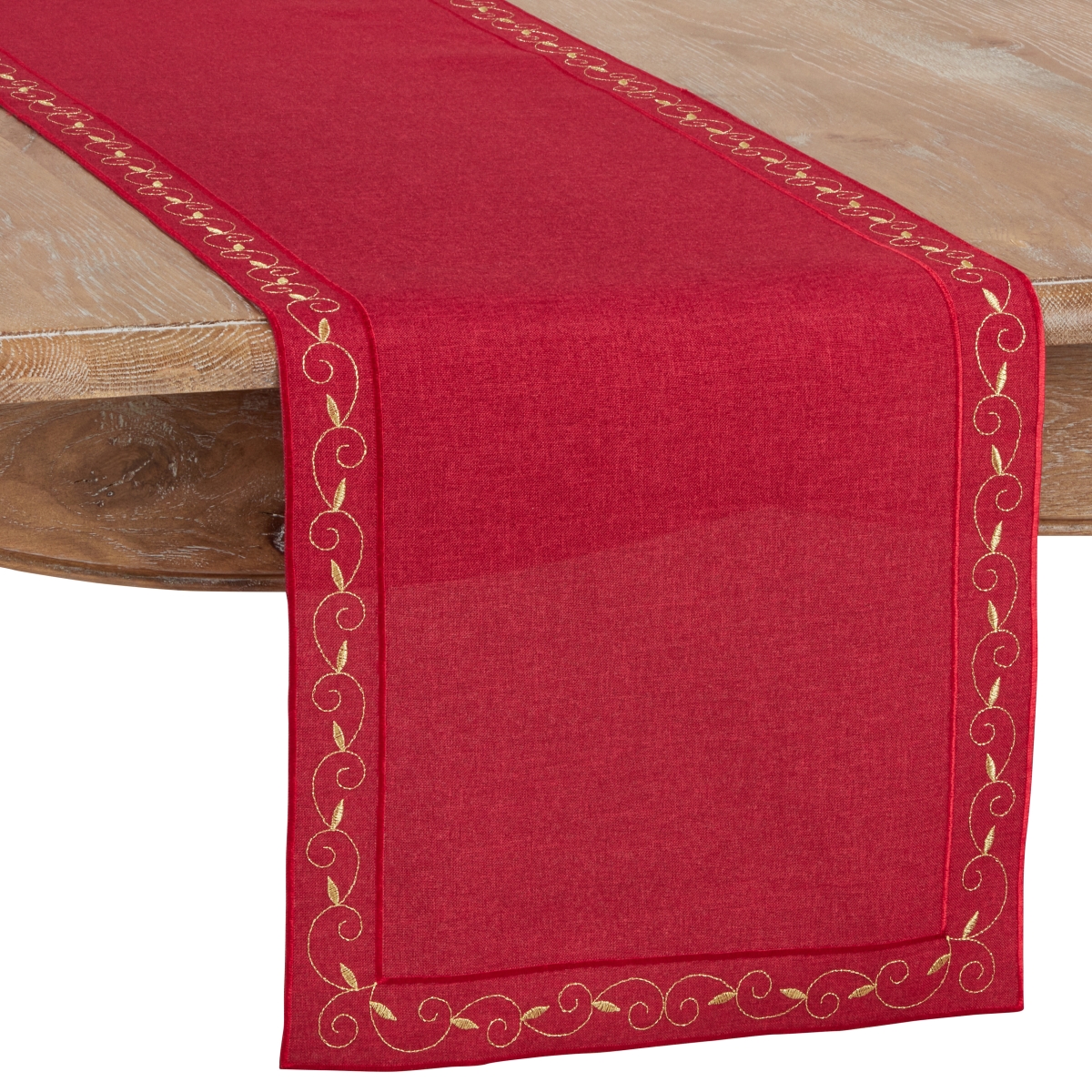 Picture of Saro Lifestyle 2212.BU1569B 15 x 69 in. Embroidered Holiday Table Runner, Red