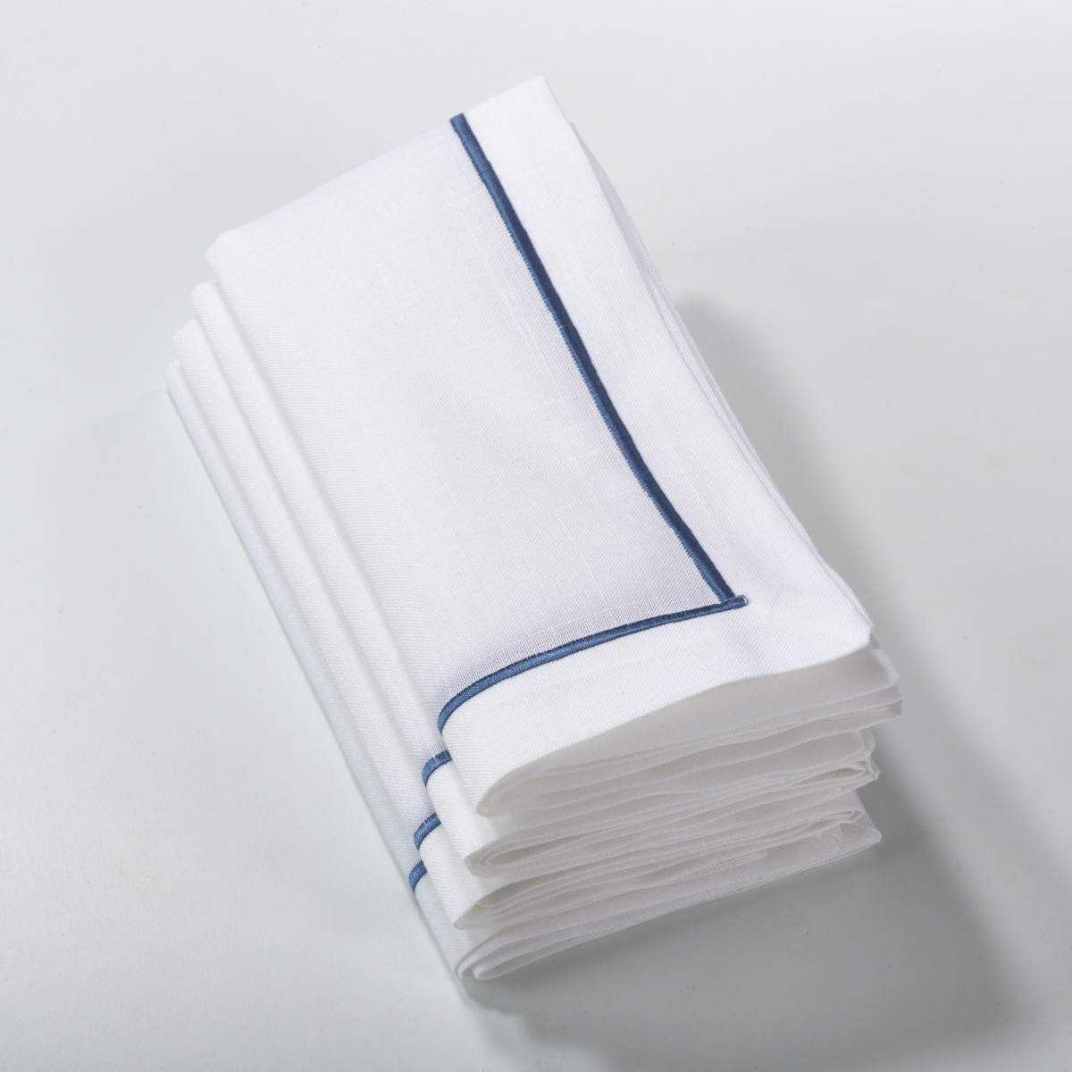 Picture of SARO 810.SP20S 20 in. Belvedere Square Embroidered Line Design Napkin - Sapphire  Set of 4