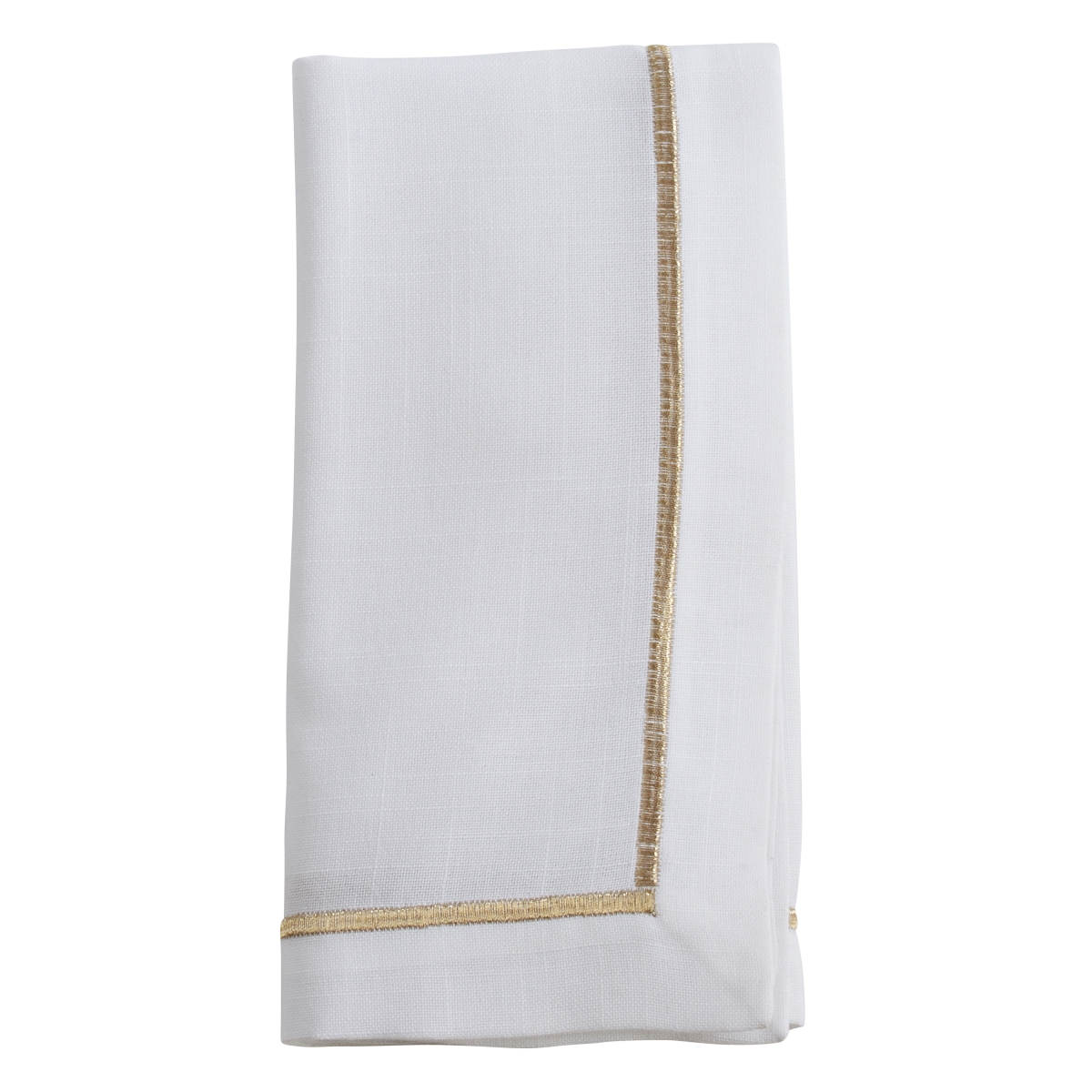Picture of Saro Lifestyle 810.GL20S 20 in. Embroidered Line Design Napkins, White & Gold - Set of 4