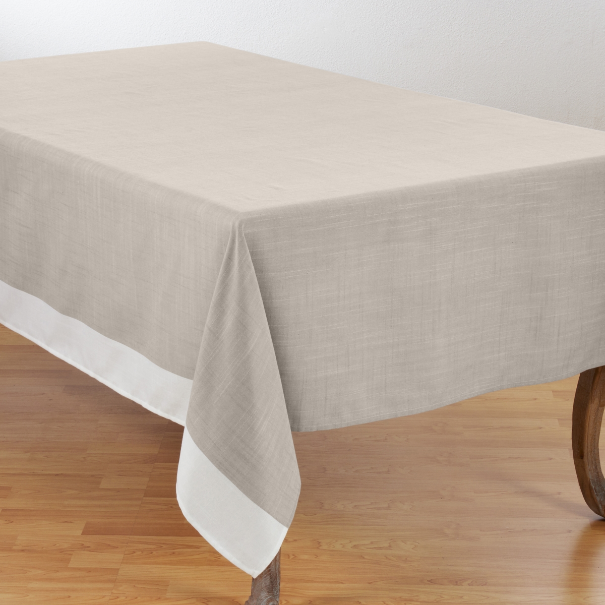 Picture of Saro Lifestyle 712.N67120B 67 x 120 in. 100 Percent Polyester Tablecloth with Banded Border Design, Natural