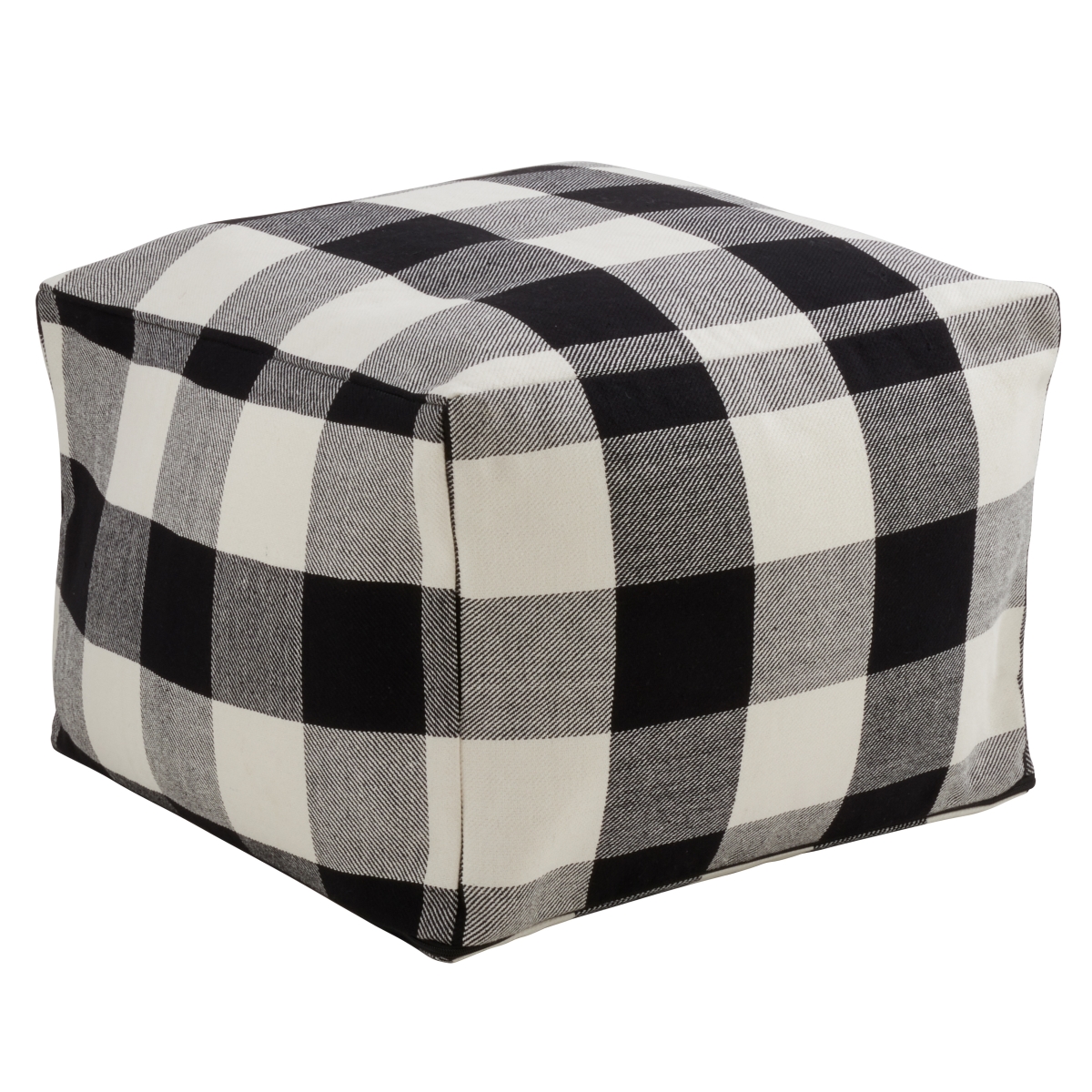 20 x 20 x 14 in. Buffalo Plaid Pouf, Black
