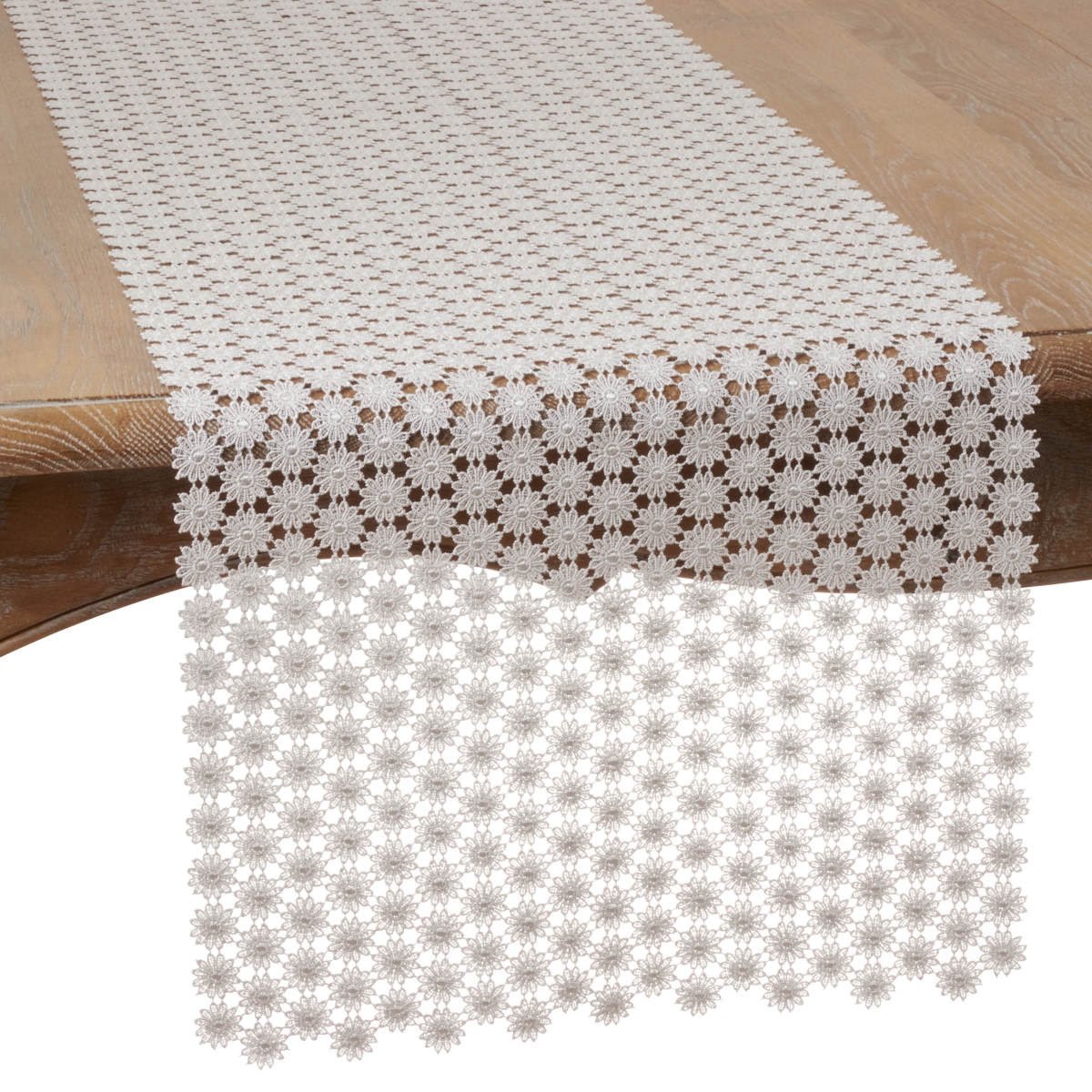 Picture of Saro Lifestyle 9271.GY1672B 16 x 72 in. Openwork Floral Design Antique Style Lace Table Runner, Gray
