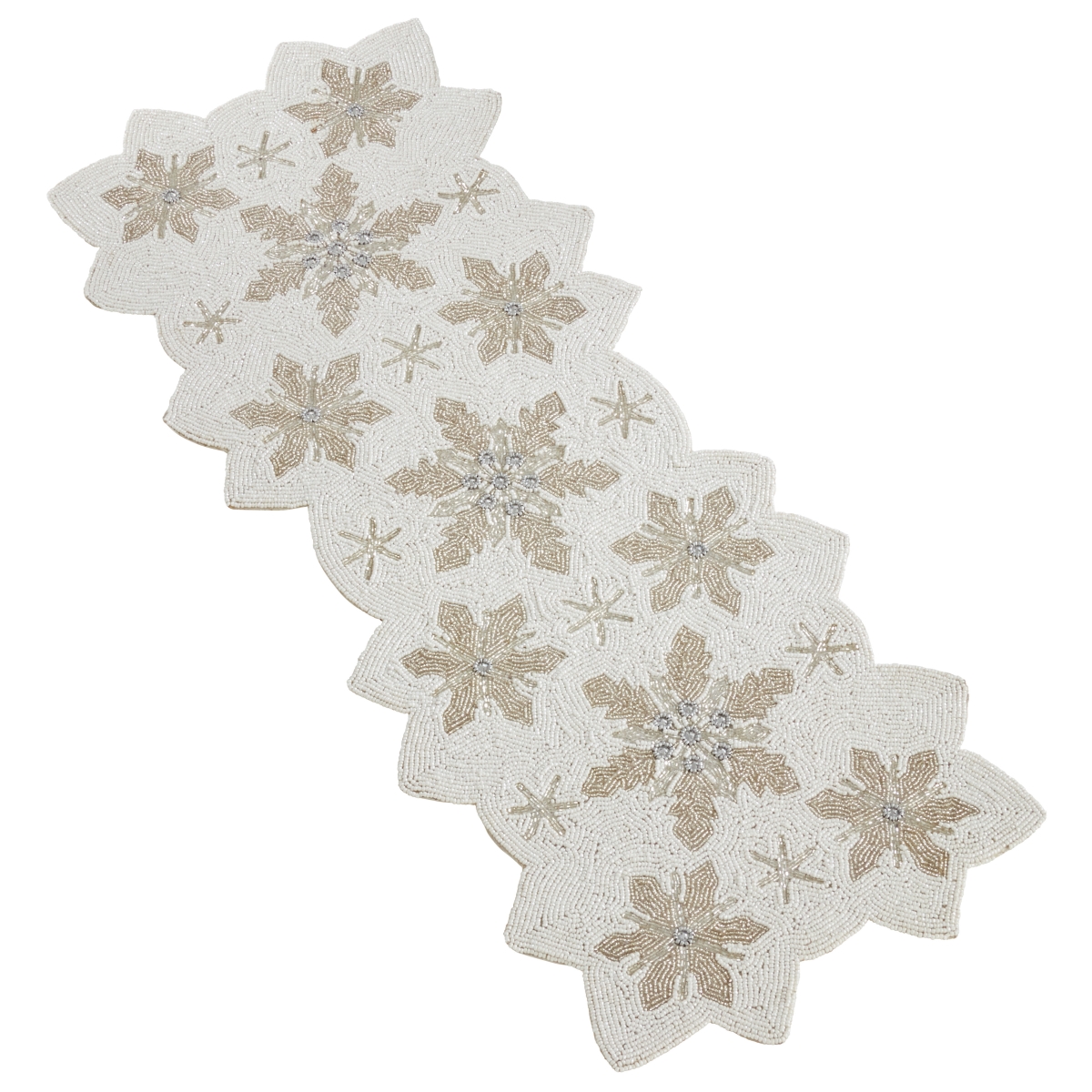 Picture of Saro Lifestyle 3284.W1335B 13 x 35 in. Beaded Snowflake Table Runner, White