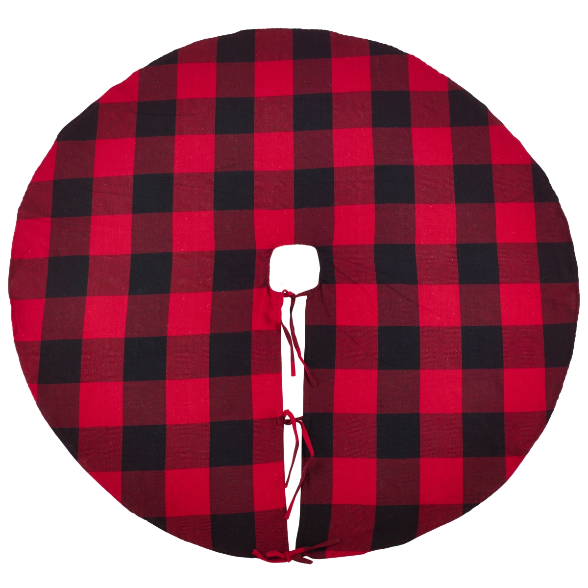 9025.R72R Buffalo Plaid Design Cotton Christmas Tree Skirt, Red