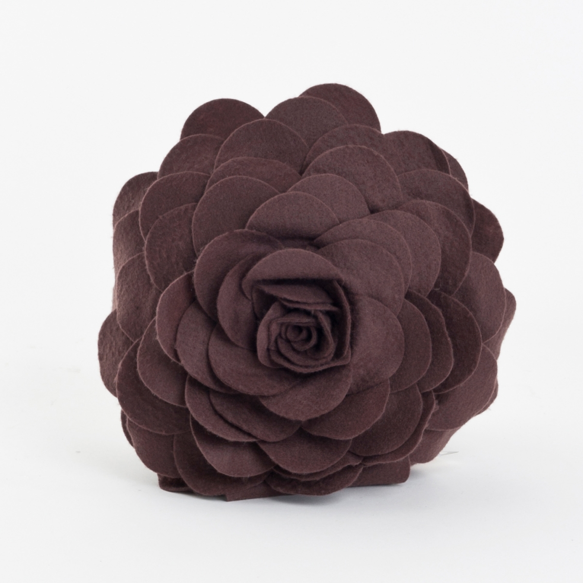SARO  13 in. Round Circular Multicolor Flower Decorative Throw Pillow - Chocolate
