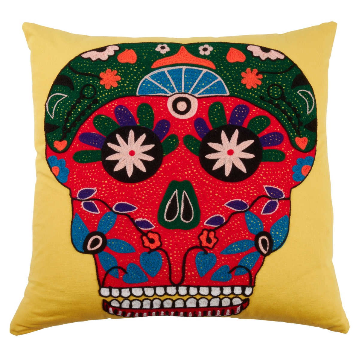 3145.Y18SD 18 in. Bright Sugar Skull Down Filled Pillow, Yellow -  SARO Lifestyle