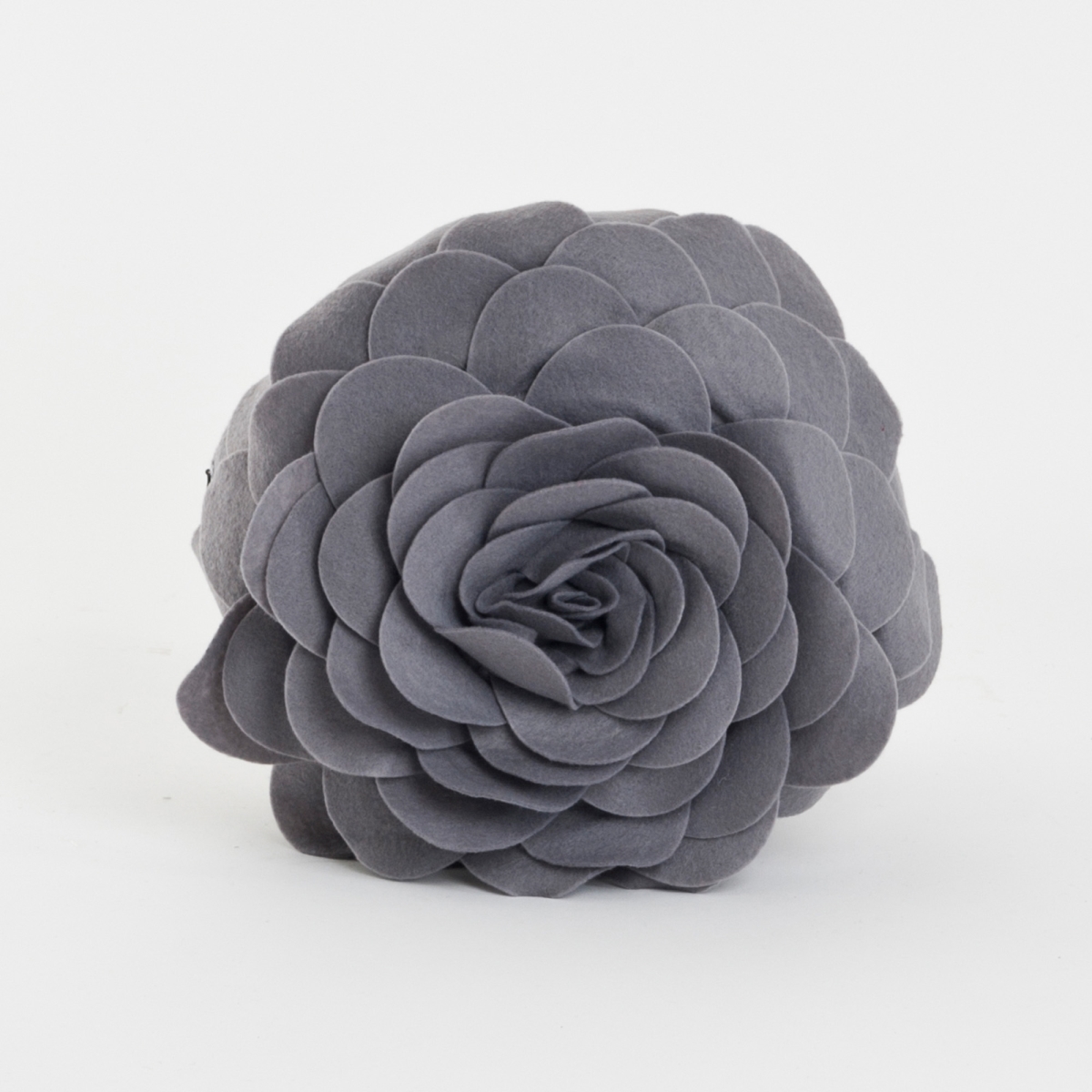 SARO  13 in. Rose Round Circular Multicolor Flower Decorative Throw Pillow - Slate