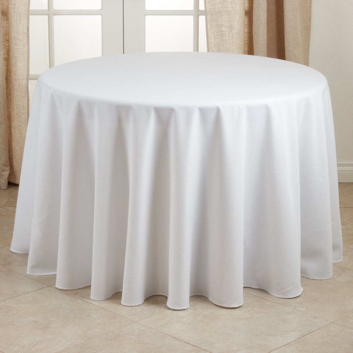 Picture of Saro Lifestyle 321.W120R 120 in. Casual Design Everyday Tablecloth, White
