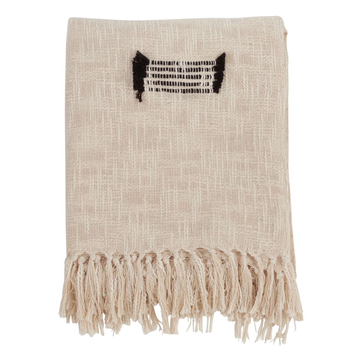 50 x 60 in. Fringe Line Throw Blanket, Natural