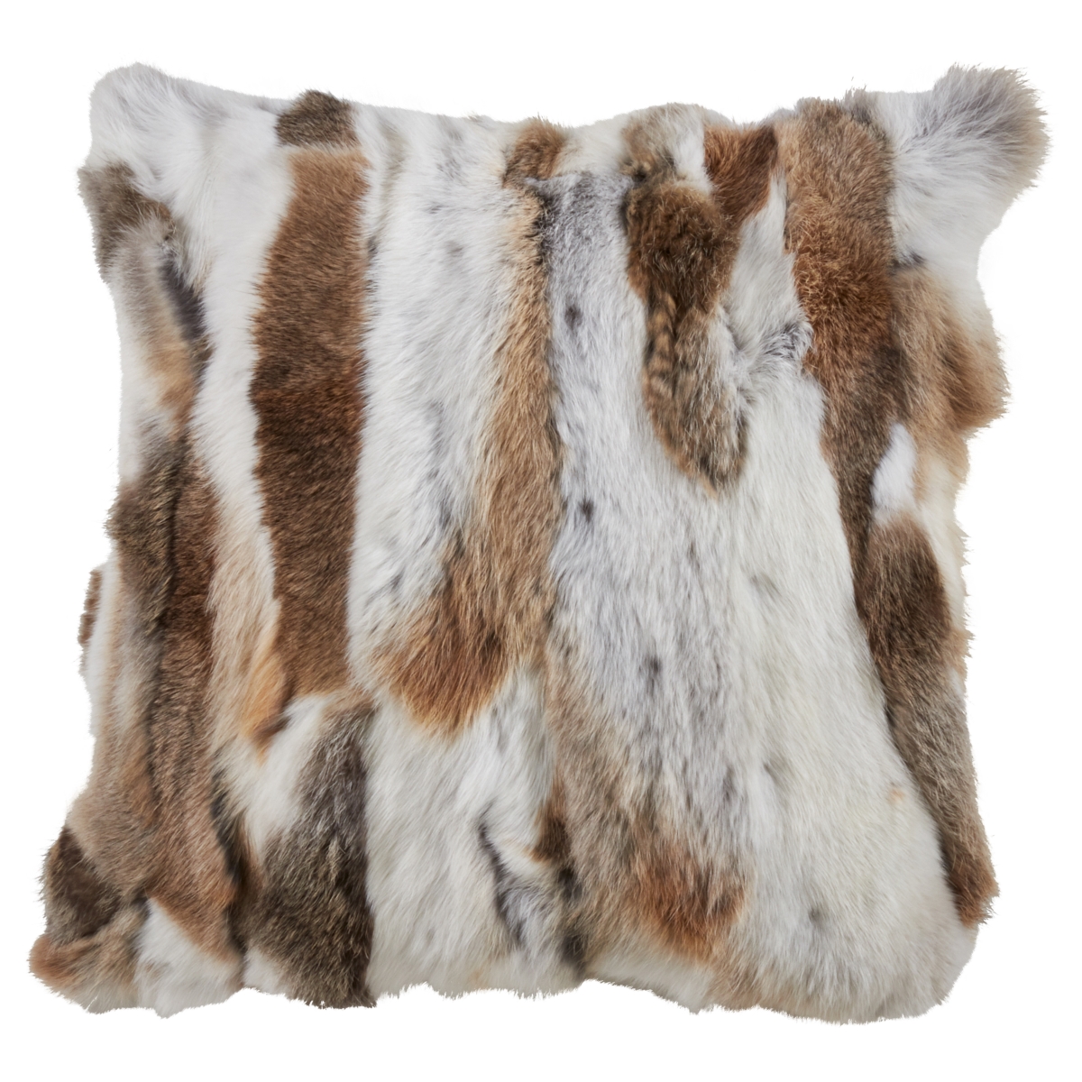 20 in. Rabbit Fur Throw Poly Filled Pillow, Natural