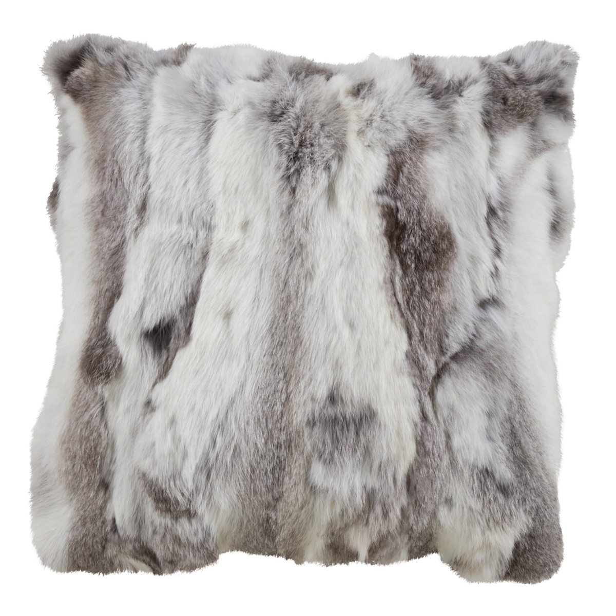 16 in. Rabbit Fur Throw Poly Filled Pillow, Gray