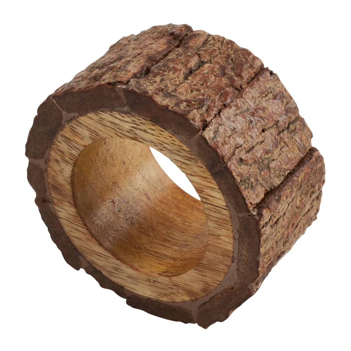 Picture of Saro Lifestyle NR722.BR Wood Bark Napkin Rings, Brown - Set of 4