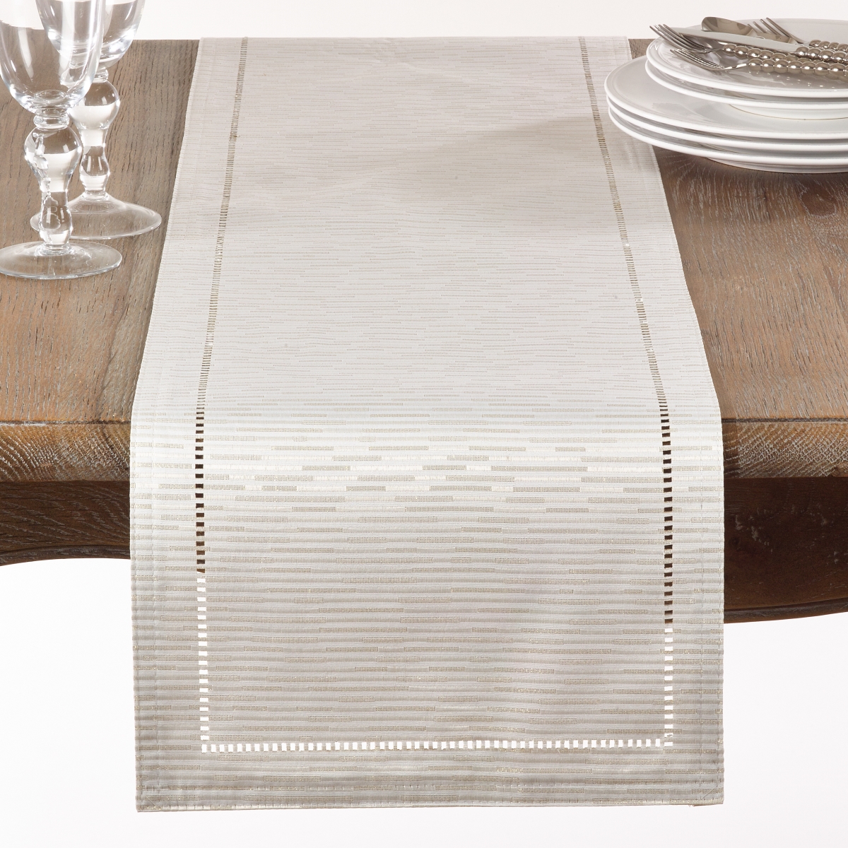 Picture of Saro Lifestyle 4009.I1390B 13 x 90 in. Hemstitched Design Table Runner, Ivory