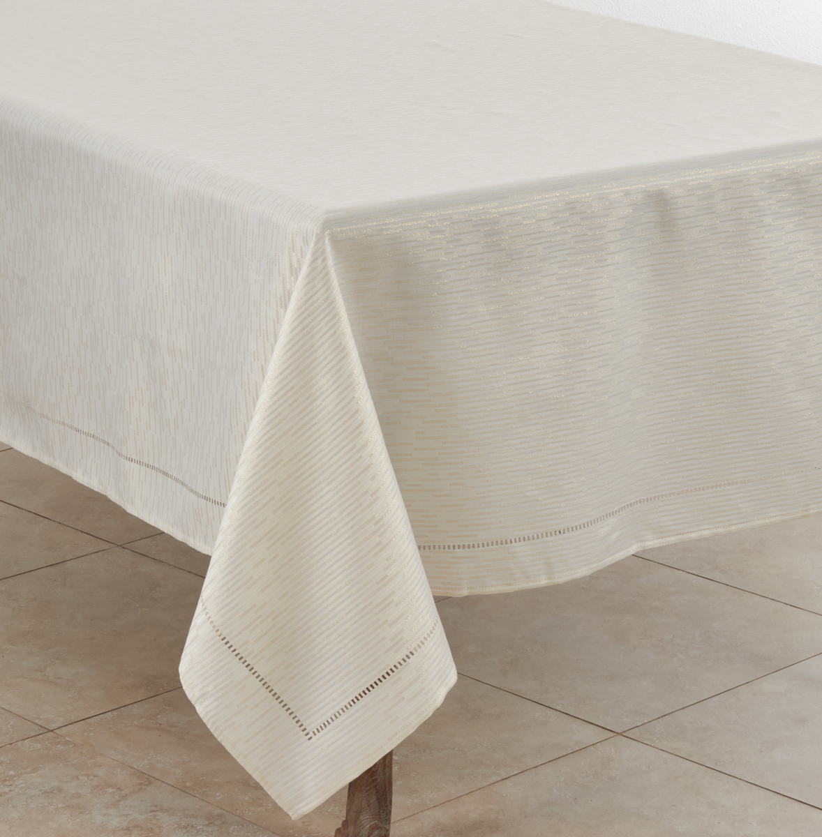 Picture of Saro Lifestyle 4009.I70S 70 in. Hemstitched Design Square Tablecloth, Ivory