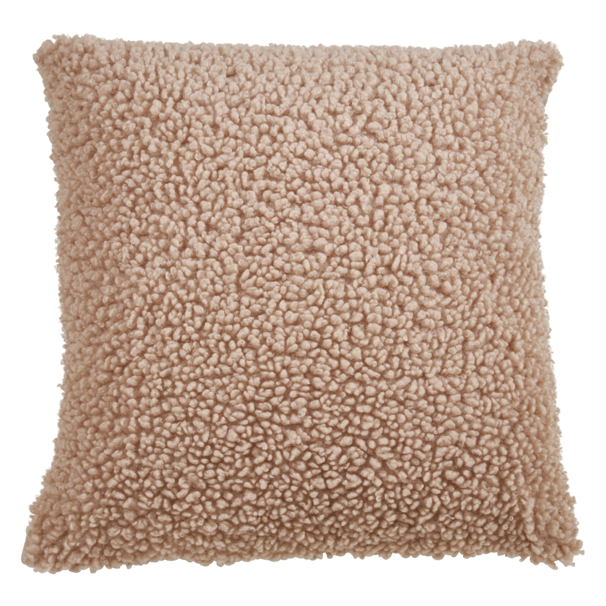 18 in. Poly Filled Faux Fur Throw Pillow, Natural