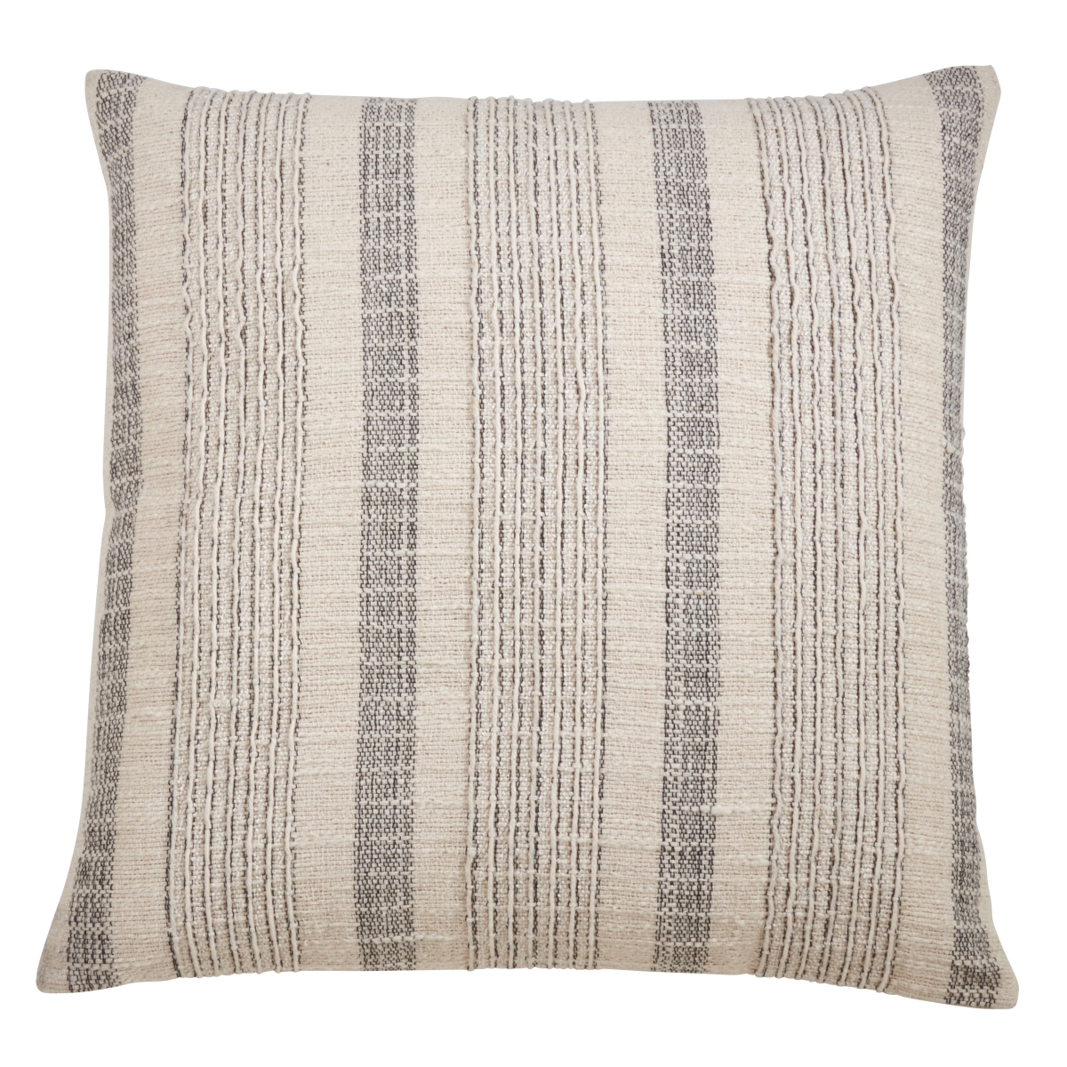 22 in. Woven Striped Down Filled Throw Pillow, Ivory