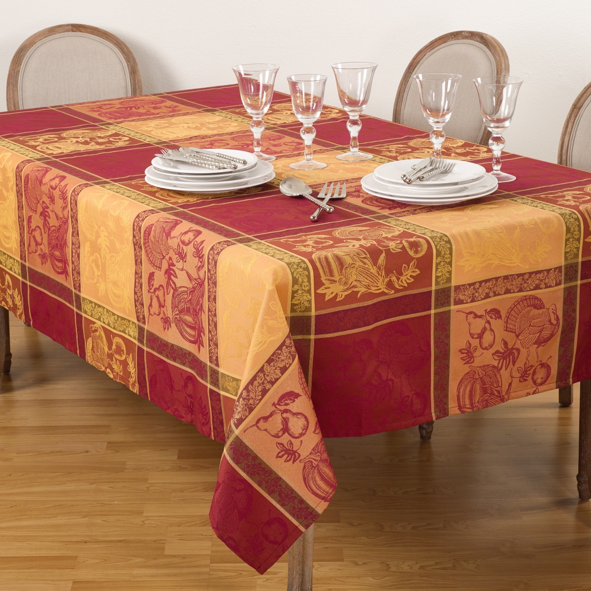 Picture of Saro Lifestyle 6702.M5270B 52 x 70 in. Thanksgiving Holiday Design Jacquard Cotton Blend Tablecloth