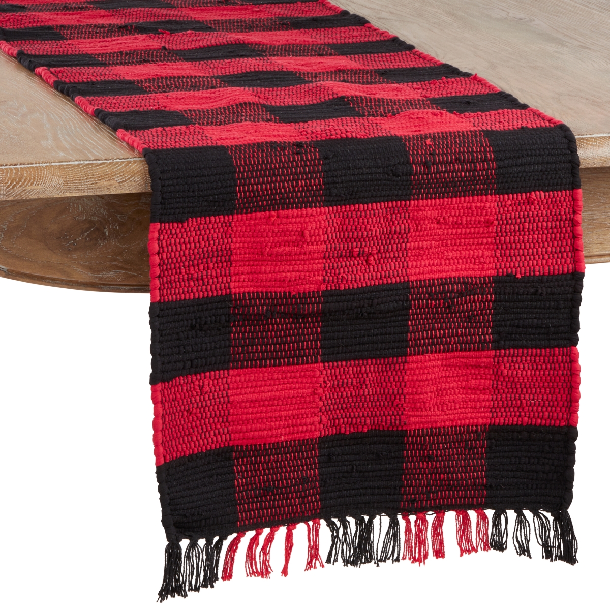 Picture of Saro Lifestyle 9027.R1672B 16 x 72 in. Chindi Buffalo Plaid Table Runner, Red