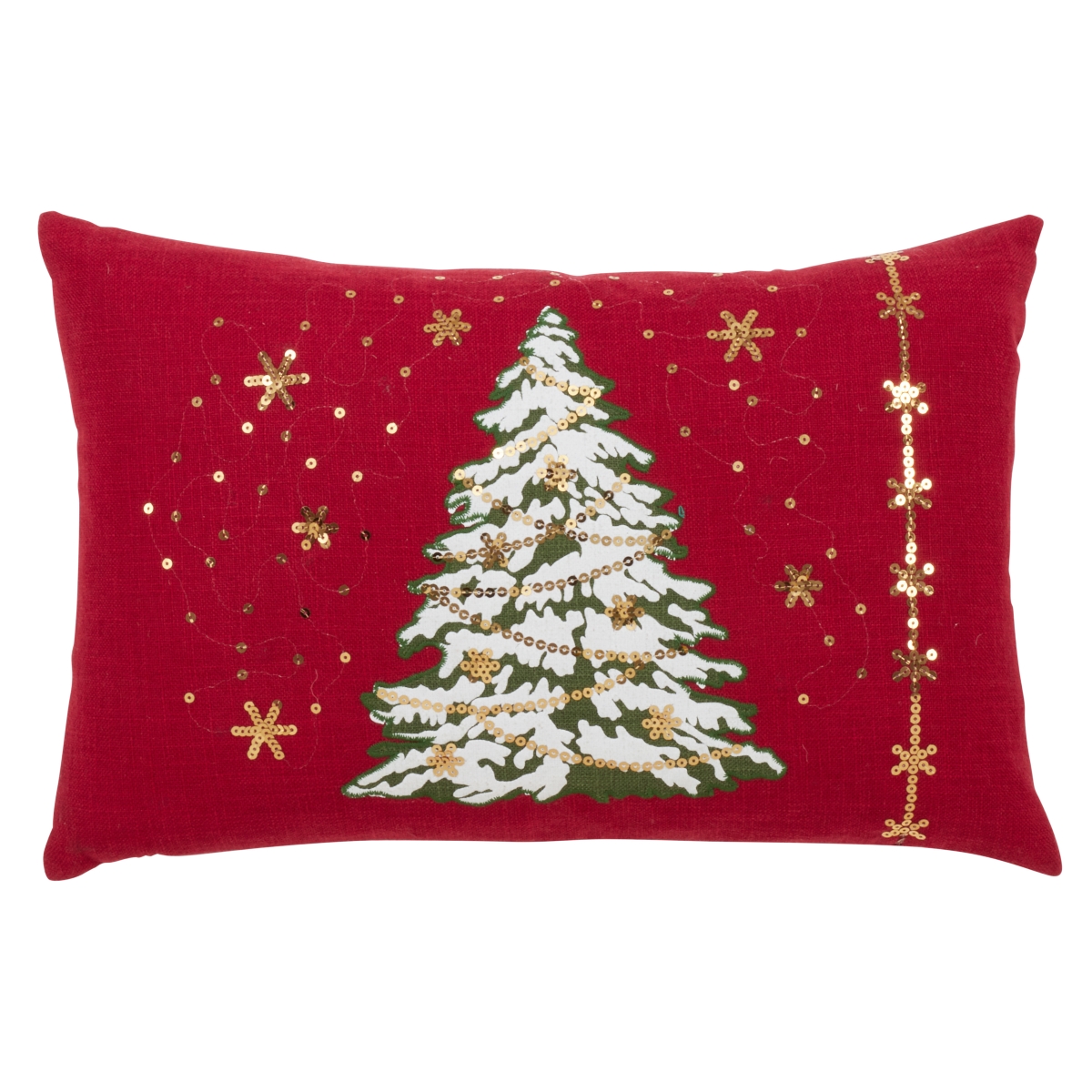 8970.R1320BD 13 x 20 in. LED Lights Christmas Tree Down Filled Pillow, Red