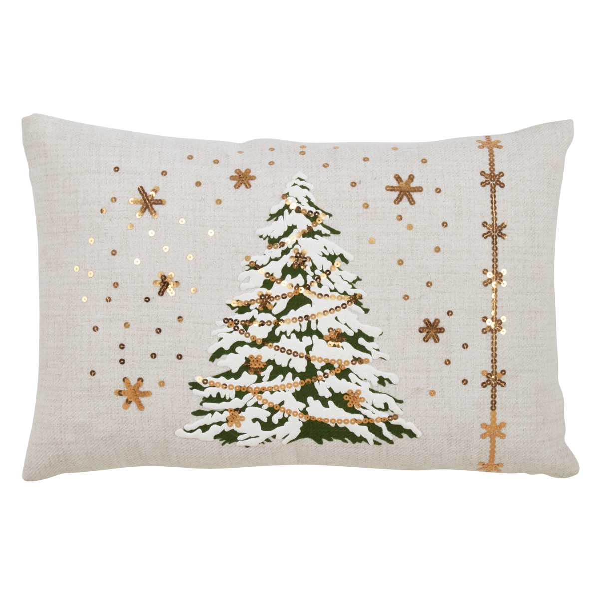8970.W1320BD 13 x 20 in. LED Lights Christmas Tree Down Filled Pillow, Ivory