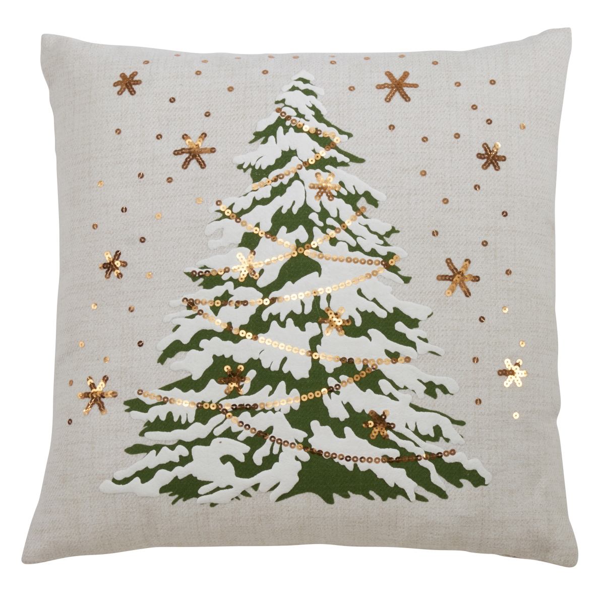 18 x 18 in. LED Lights Christmas Tree Poly Filled Pillow, Ivory