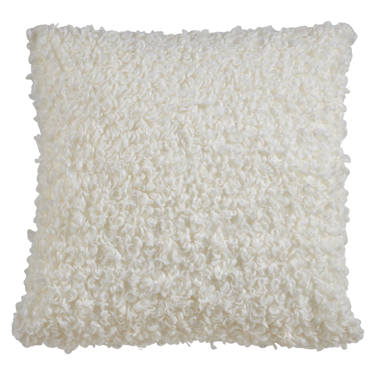 18 in. Faux Lamb Fur Throw Pillow Cover, Ivory