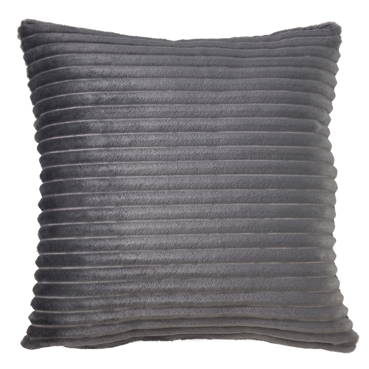 18 in. Faux Rabbit Fur Down Filled Throw Pillow, Gray