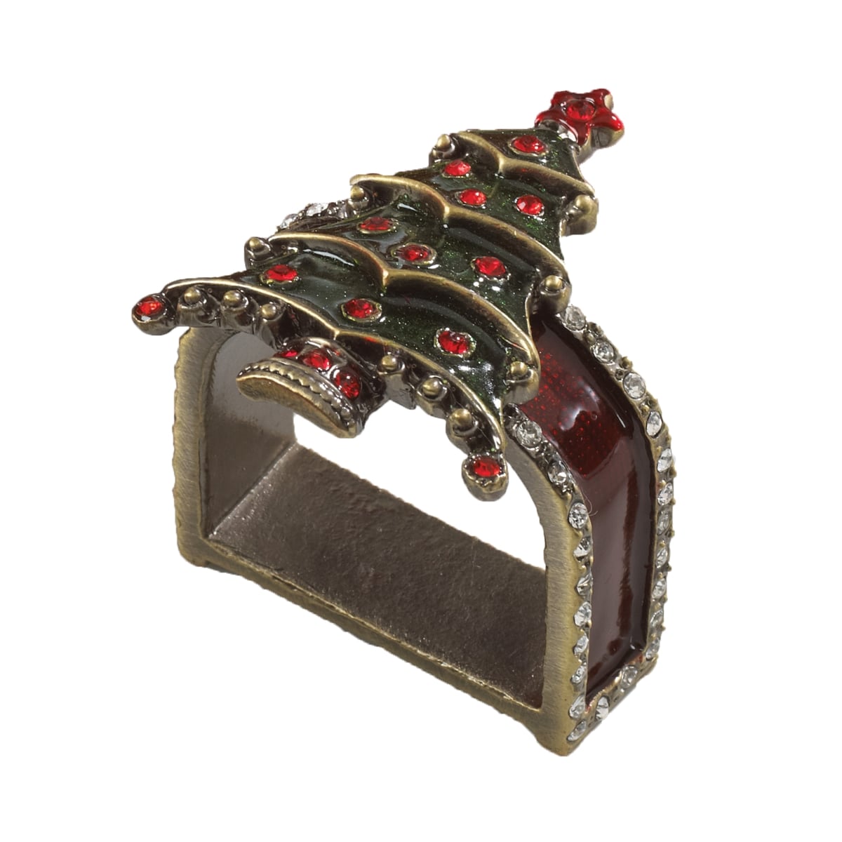 Picture of Saro Lifestyle NR768.G Jeweled Christmas Tree Napkin Ring, Green- Set of 4