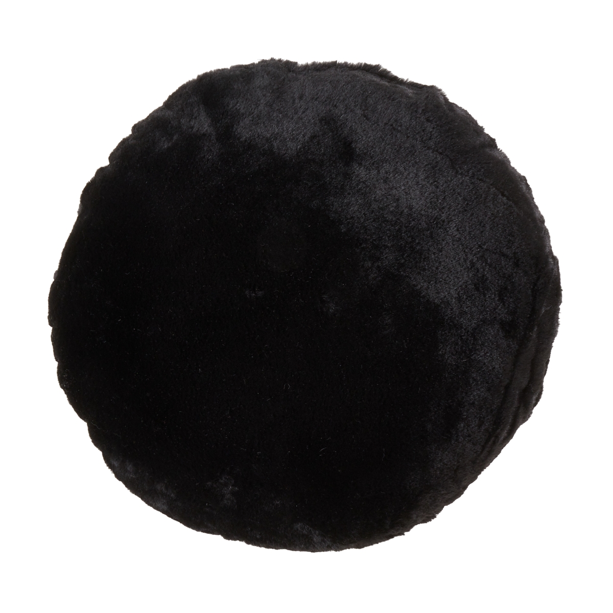 16 in. Faux Rabbit Fur Throw Pillow, Black