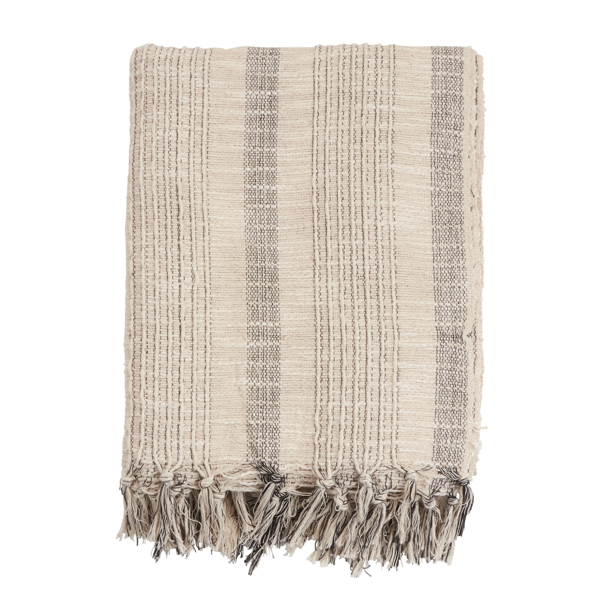 50 x 60 in. Striped Woven Throw Blanket, Ivory