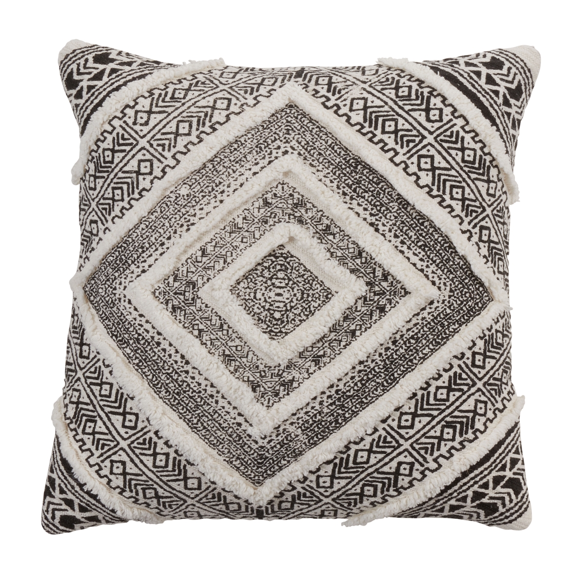 18 in. Embellished Diamond Pillow Cover, Black