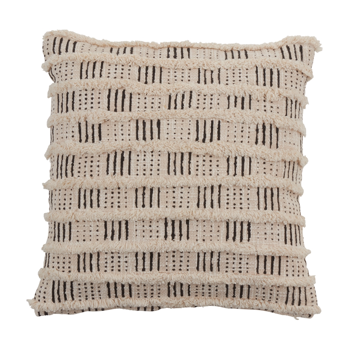 18 in. Tufted Block Print Throw Pillow with Poly Filling, Black & White