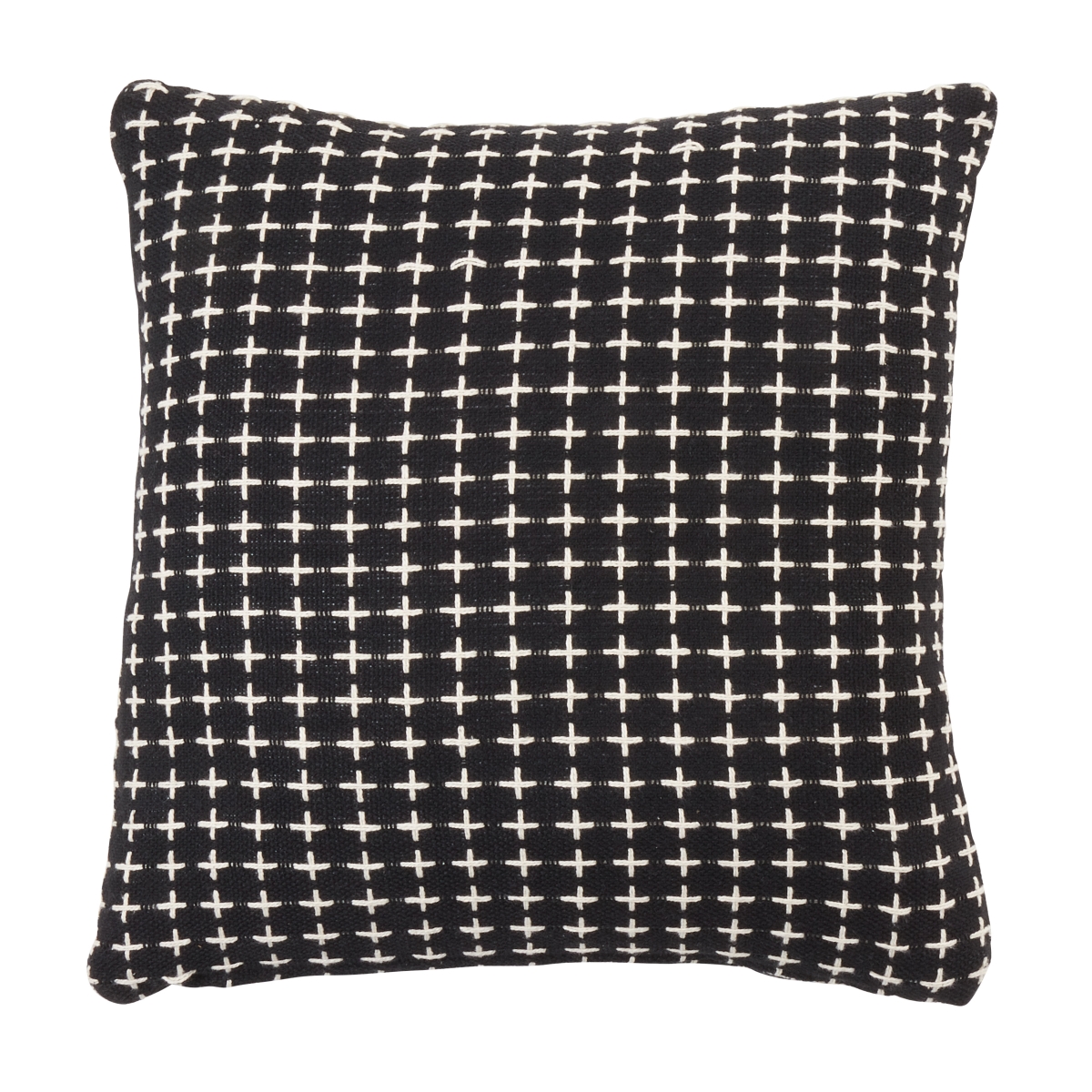 18 in. Cross Thread Design Throw Pillow with Poly Filling, Black