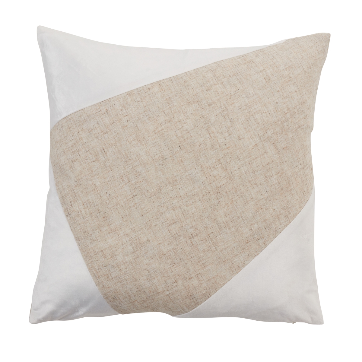 18 in. Geometric Velvet Design Pillow Cover, White