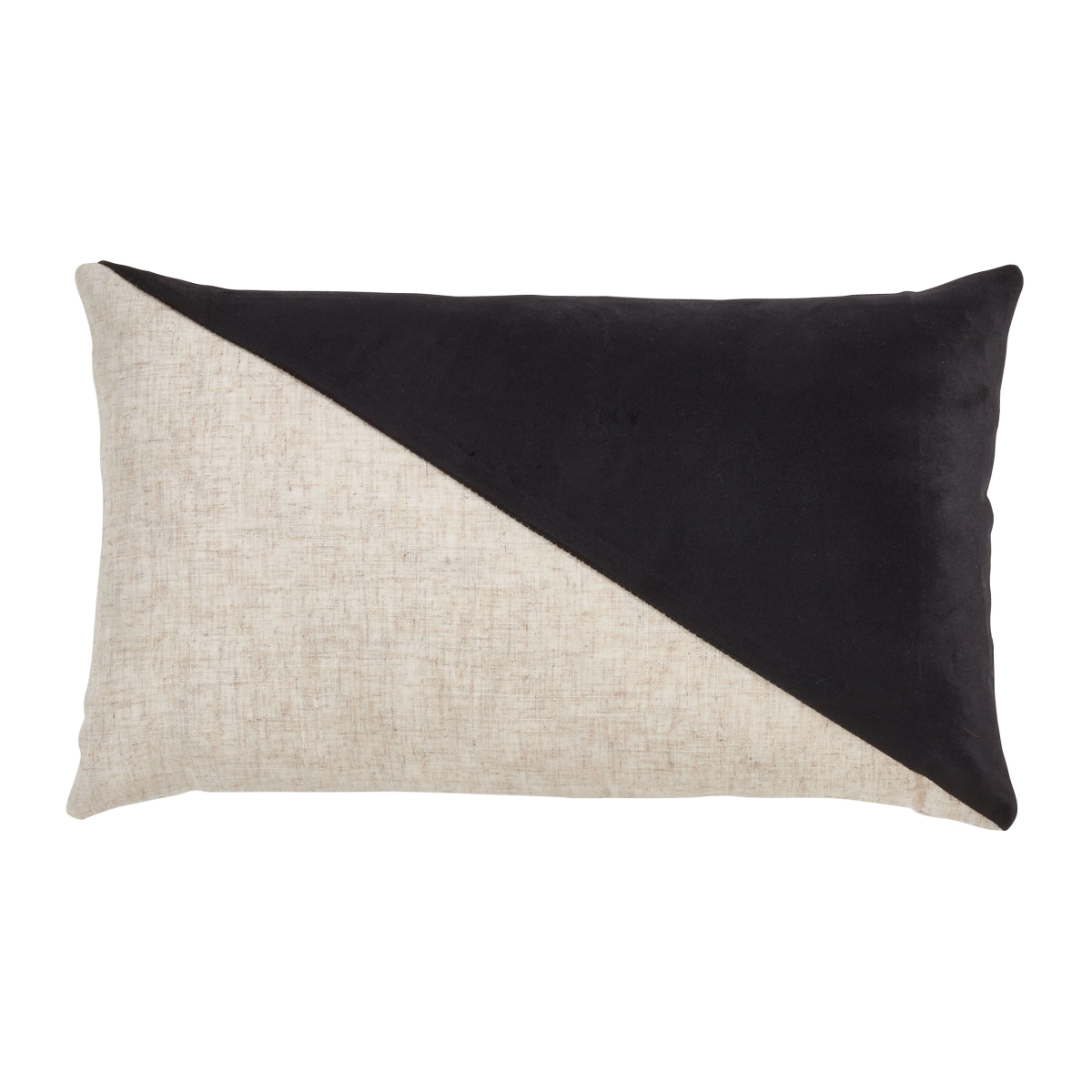 12 x 20 in. Geometric Velvet Design Lumbar Pillow Cover, Black