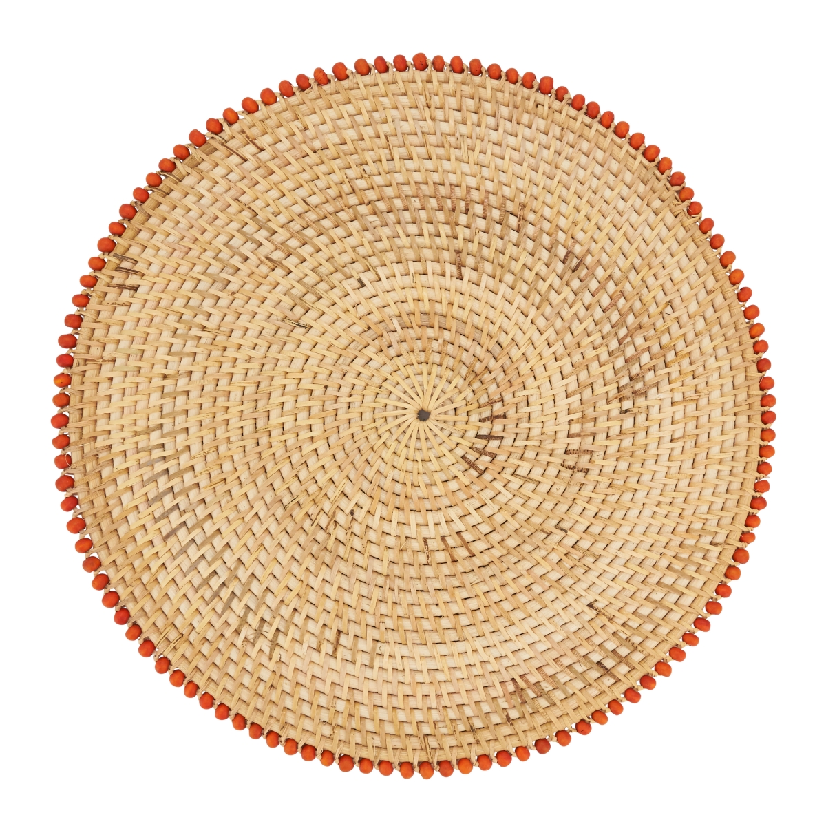 Picture of Saro Lifestyle 1071.OR15R 15 in. Beaded Border Placemats, Orange - Set of 4