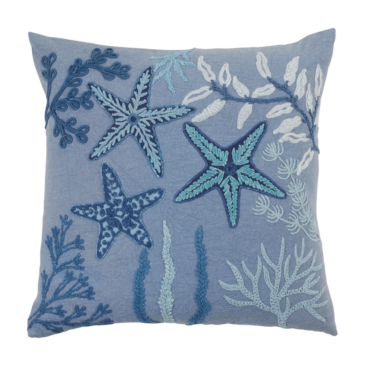 20 in. Stonewashed Starfish Pillow Cover, Blue