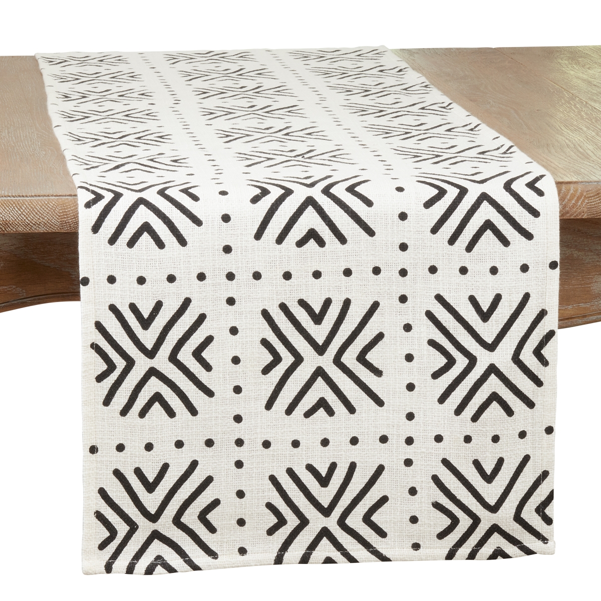 Picture of Saro Lifestyle 1512.W1672B 16 x 72 in. Mudcloth Table Runner, White