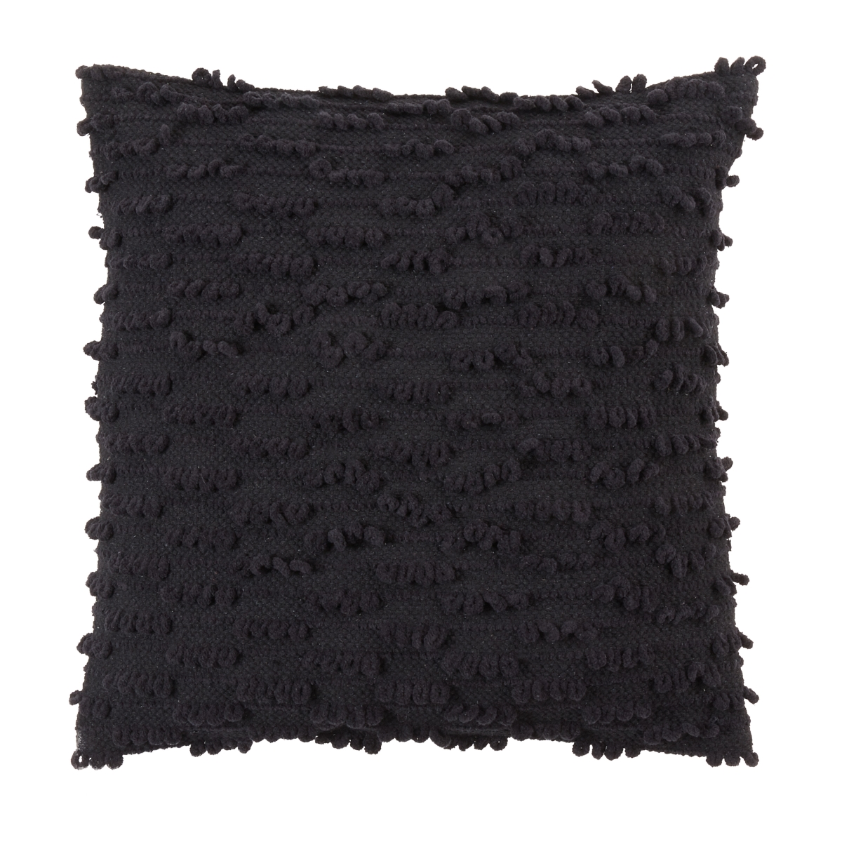 20 in. Nubby Design Throw Pillow with Down Filling, Black