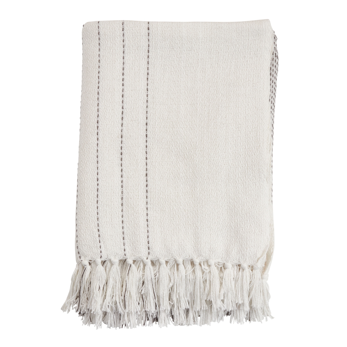 50 x 60 in. Kantha Stitch Throw Blanket, Grey