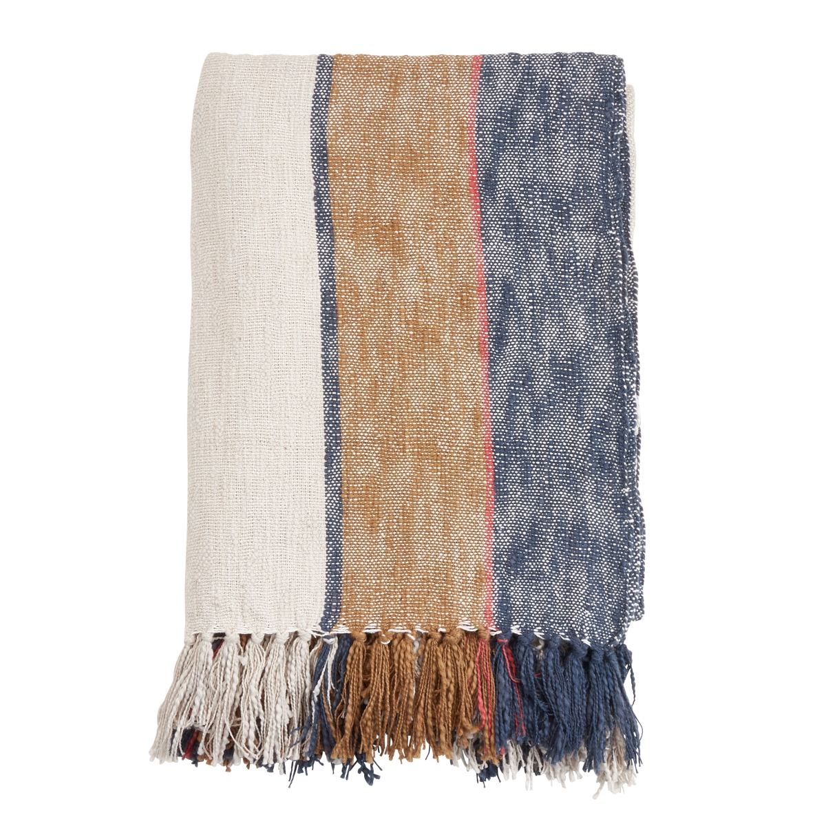 52 x 68 in. Striped Throw Blanket, Navy Blue