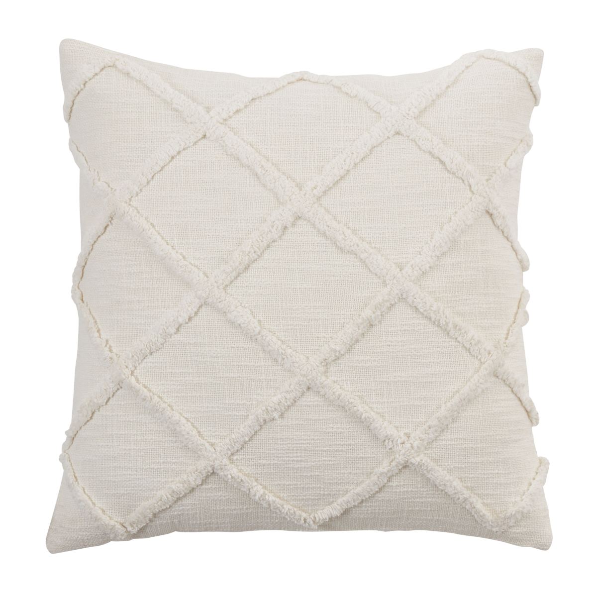 20 in. Diamond Tufted Pillow Cover, Ivory