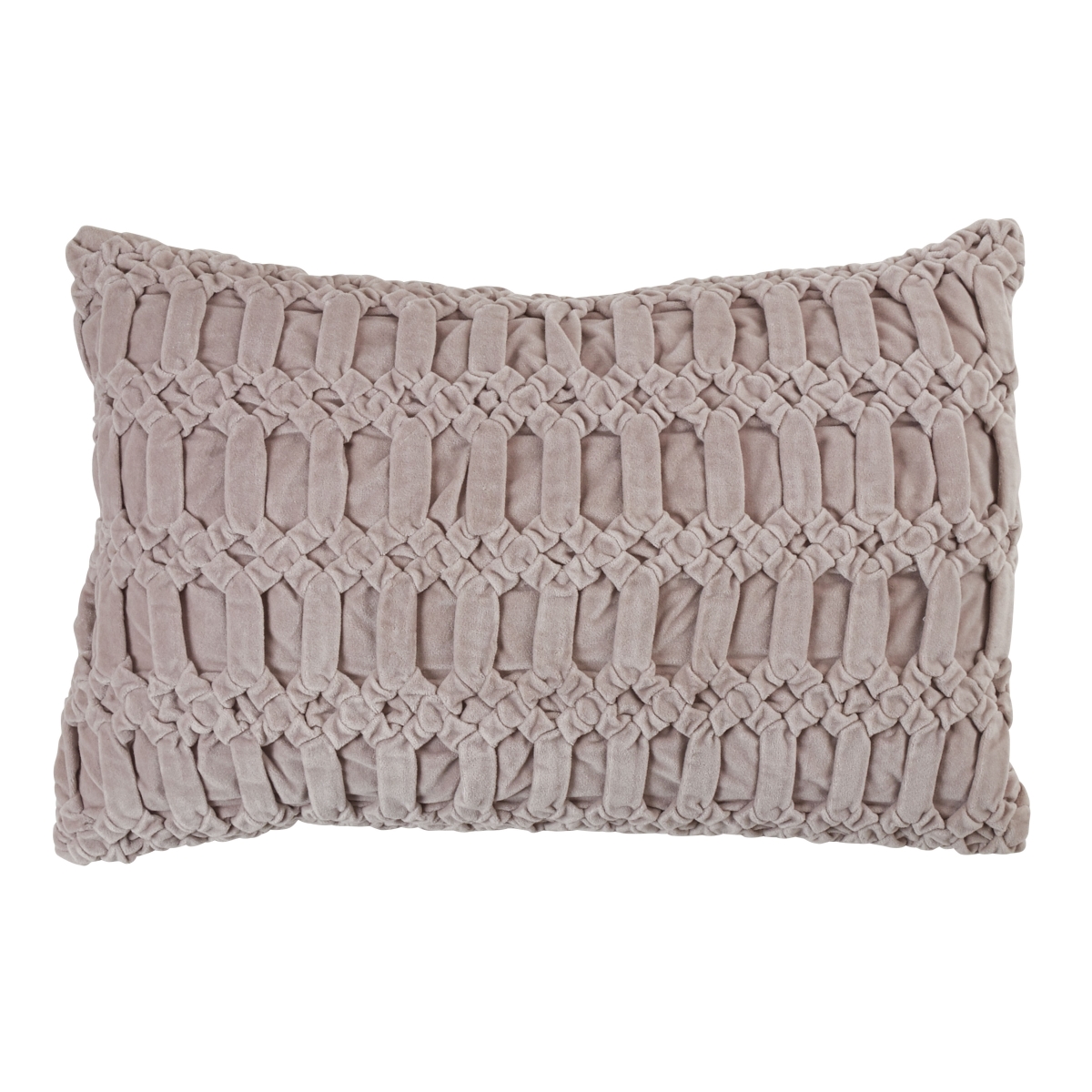 16 x 24 in. Smocked Velvet Throw Pillow Cover, Taupe
