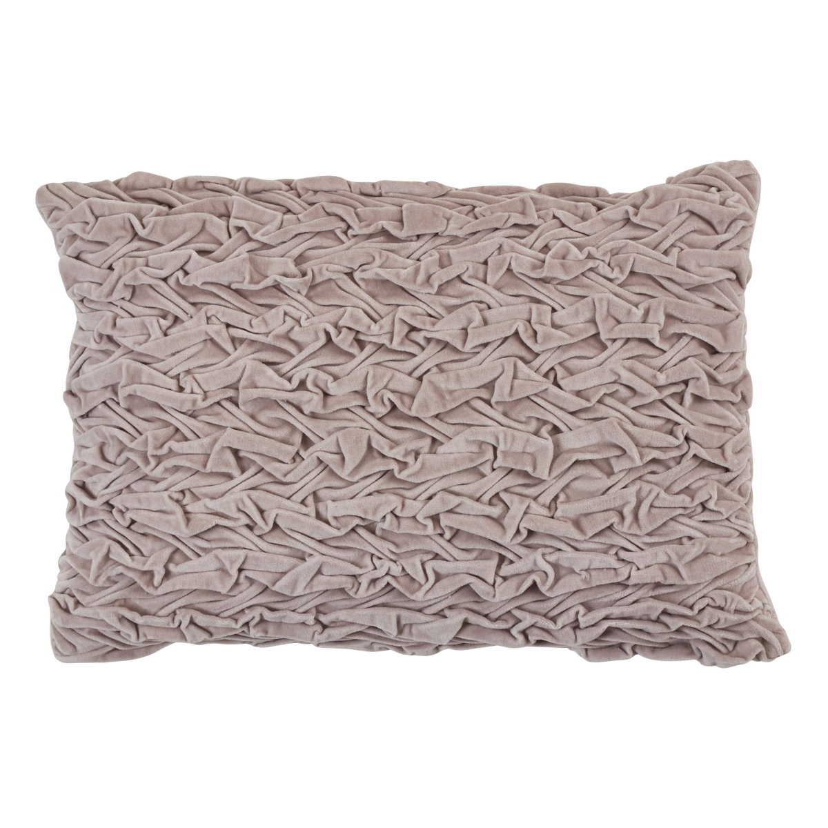 16 x 24 in. Smocked Velvet Throw Pillow Cover, Grey