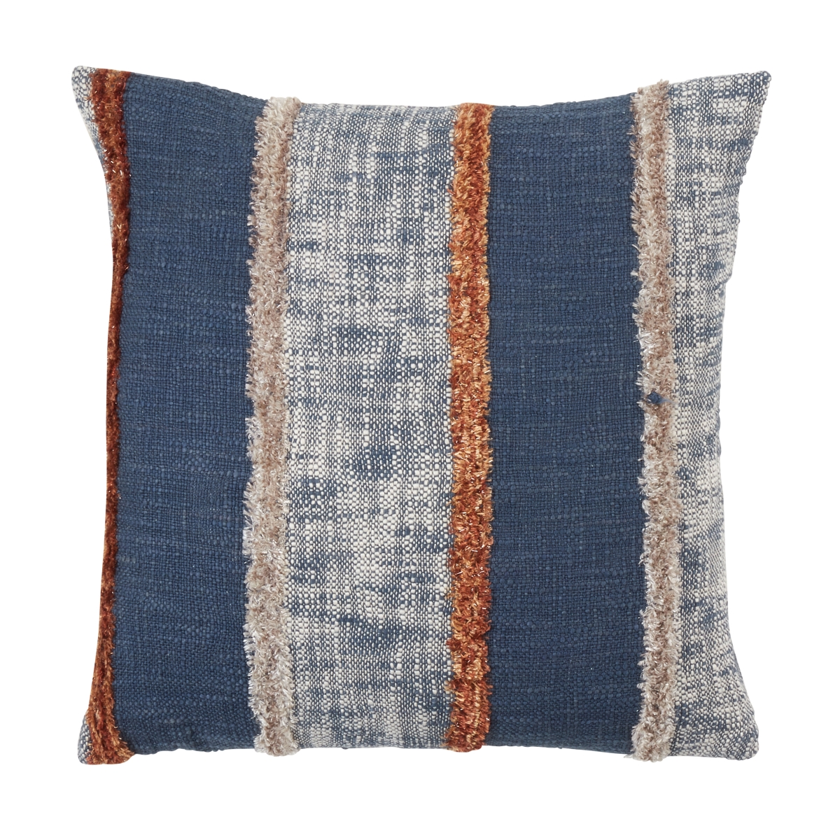 20 in. Vertical Striped Design Throw Pillow with Down Filling, Navy Blue