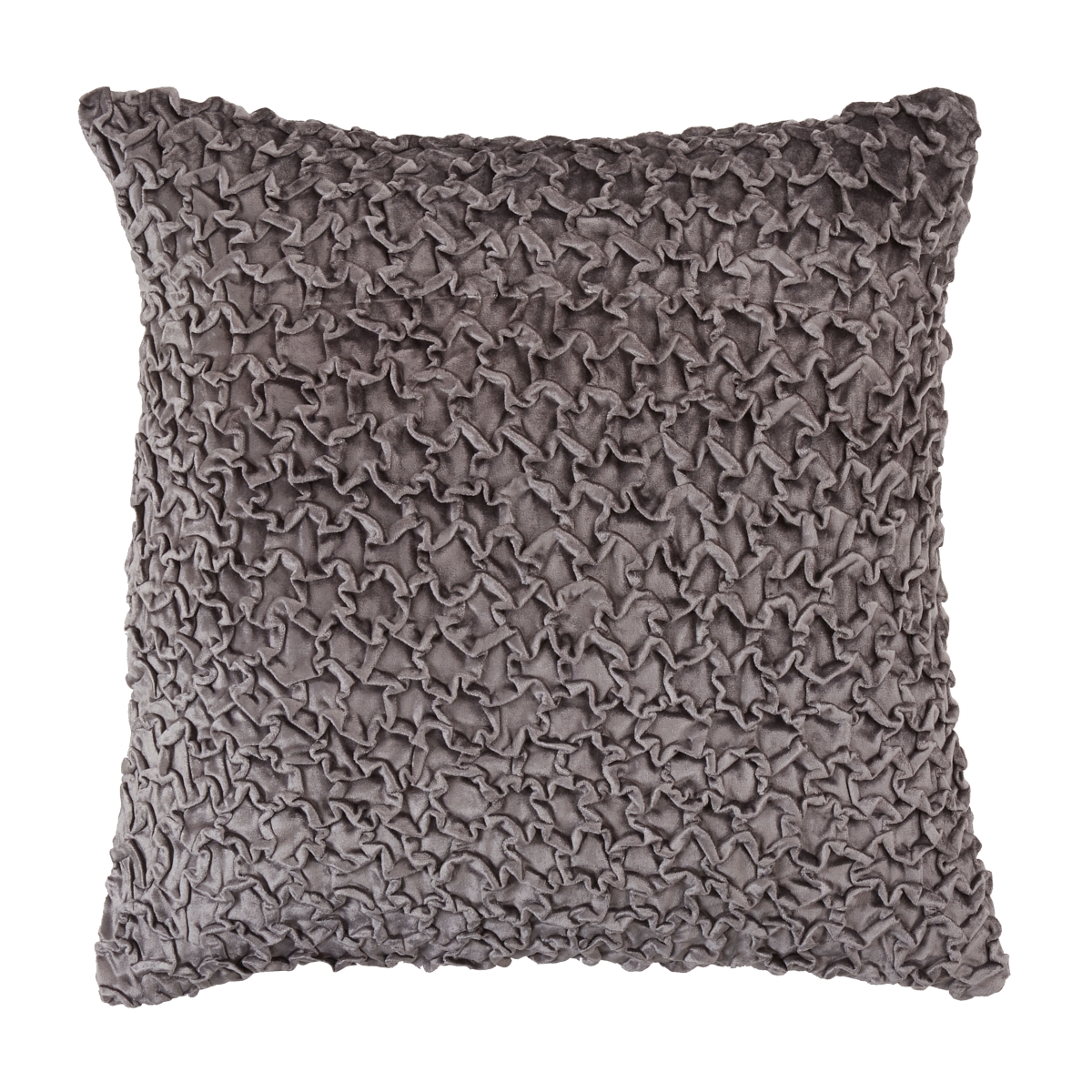 20 in. Smocked Velvet Throw Pillow with Down Filling, Slate