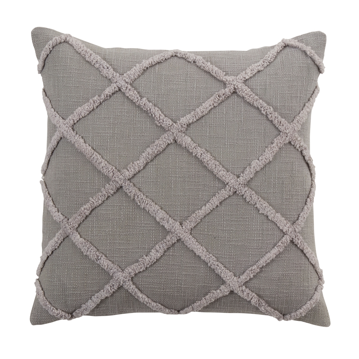 20 in. Diamond Tufted Pillow Cover, Grey