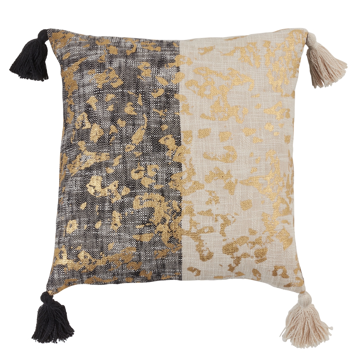 20 in. Two-Tone Foil Print Design Throw Pillow with Poly Filling, Black & White