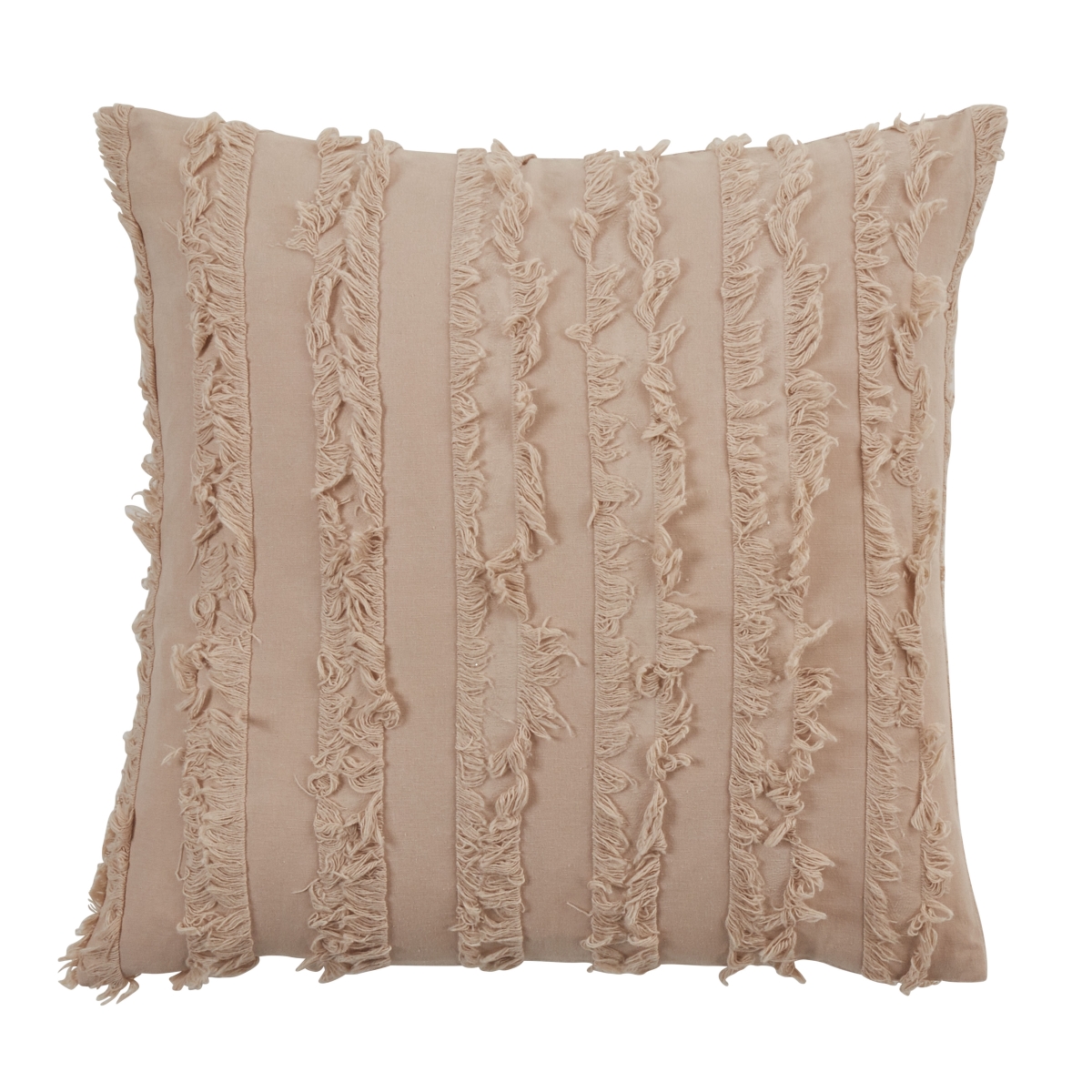 18 in. Fringe Stripe Throw Pillow, Natural