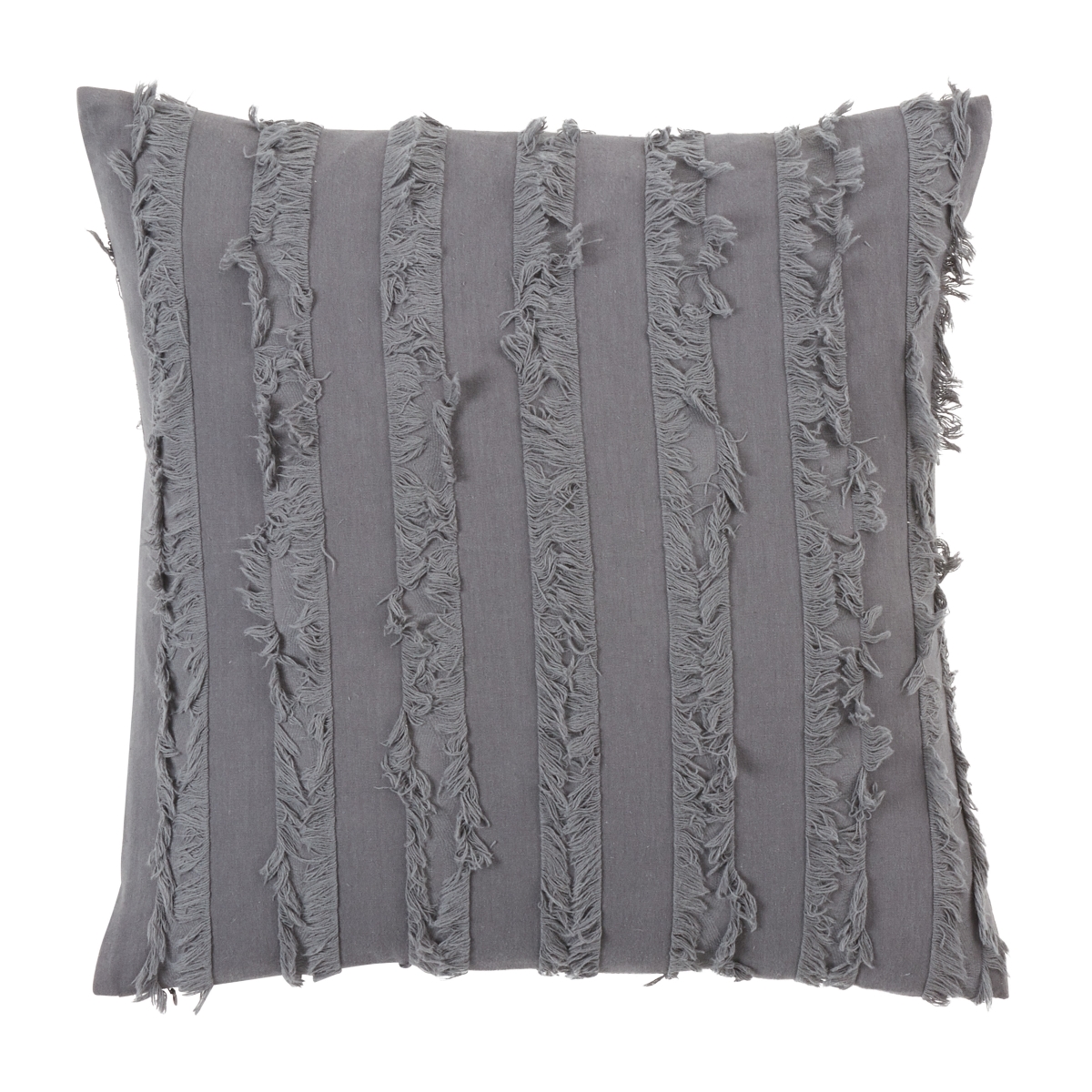 18 in. Fringe Stripe Throw Pillow, Charcoal